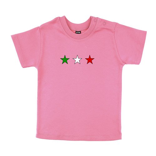 Baby – Kleinkinder T-Shirt – Italien 3 Sterne klein in Grün-Weiß-Rot – Textil sorbet / Motiv farbig Gr. 6-12 Monate
