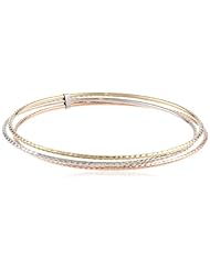 14k Yellow, White and Rose Gold 3-Row Bangle Bracelet
