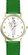 Ballerina and Ballet Dancer Couple No.2 - WATCHBUDDY&reg; DELUXE TWO-TONE THEME WATCH - Arabic Numbers - Green Leather Strap-Women's Size-Small