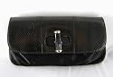 Gucci Handbags (Black) Bamboo Clutch Snakeskin Satin Evening Bag 191331