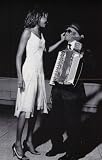 10 Cane Ad (Girl Smiling at Man w/ Accordian, Original) Black Wood-Mounted Art Poster Print - 27 X 40