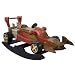 Carved & Painted Acacia Wood Children's Rocking Race Car