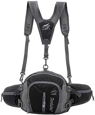 Sweet Closet Rugged Outdoor Water Resistant Sports Fanny pack Waist Bag with water bottle for Hiking Running Cycling motorcycle Camping Climbing Travel (Black)