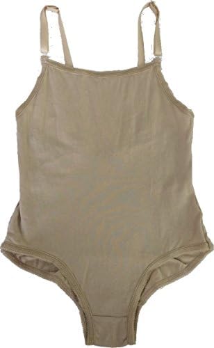 Ballet Sayori Adult/Child Beige Cotton Camisole Undergarment Leotard Padded Bra Features Removable Pads With Adjustable Straps Made In Japan (S(53.1-61.0in))