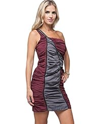 Polyester One Shoulder Two-Toned Gathered  Dress
