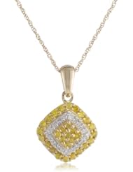 10k Yellow Gold Yellow and White Diamond Pendant Necklace (1/3 cttw, I-J Color, I2-I3 Clarity), 18"