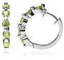 Sterling Silver Peridot Hoop Earrings