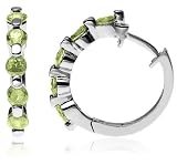 Sterling Silver Peridot Hoop Earrings