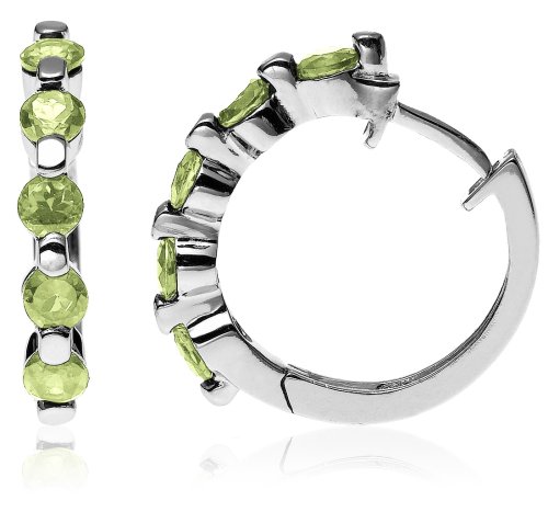 Sterling Silver Peridot Hoop Earrings