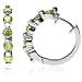 Sterling Silver Peridot Hoop Earrings (0.7" Diameter)