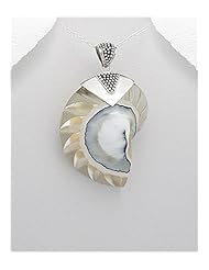 Shell Pendant Necklace In 92.5 Sterling Silver