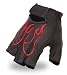 First MFG First Classics Men's Fingerless Leather Gloves. Red Embroidery. FI166GL