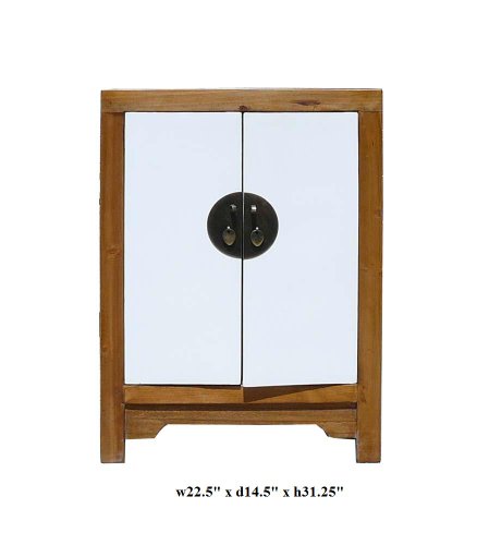 Wood White Lacquer Mixed End Table Nightstand Ass530