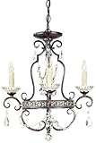 Quoizel QMC402RL Seville 4-Light Mini Chandelier, Royal Bronze with Crystal Drop Accents