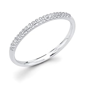 Size - 4 - 14k White Gold Micro Pave Set 20 Round Diamond Wedding Anniversary 1.9mm Ring Band (1/10 cttw, G-H Color, SI1 Clarity): Jewelry