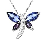 Carnevale Sterling Silver Dragonfly Made with Swarovski Elements Pendant Necklace, 18