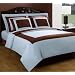 10-PC Blue with Chocolate Queen size Hotel Down Alternative Bed in a bag Comforter set including a Duvet set+ sheet set+ down alternative comforter By sheetsnthings