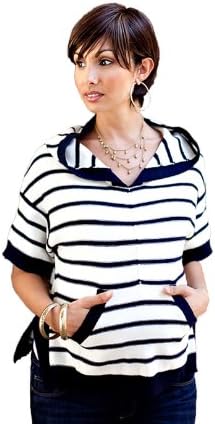 Juicy Couture Maternity : Slouchy Striped Hoodie - White(Small)