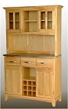 Buffet with 2-Door Hutch and Wine Rack - Natural/ Stainless Steel