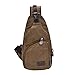 Daosen Sports Unbalance Backpack Sling Bag for Men Canvas Chest Pack/Hiking Bag Coffee