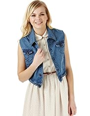 Angel Cotton Rich Denim Spotted Gilet