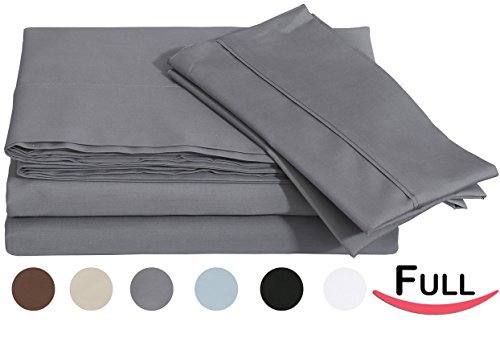 Utopia Bedding 4-piece Bed Sheet Set 100% Cotton, Includes Flat Sheet, Fitted Sheet, and 2 Pillow Cases (Full, Grey)