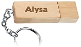 Engraved Wooden USB Flash Drive 8 GB with chain - Engraved name Alysa