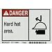 Brady 86804,  Equipment/Oem Labels, 3 1/2" Height x 5" Width, Black/Red on White, Legend "Hard Hat Area."  (5 per Package)