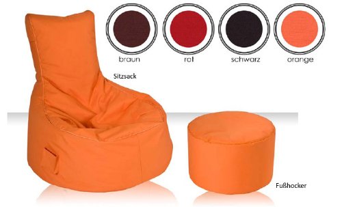 Pharao24 Sitzsack Outdoor Sessel mit Lehne orange