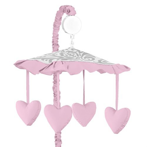 Sweet Jojo Designs Pink, Gray and White Elizabeth Musical Baby Crib Mobile