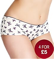 Cotton Rich Low Rise Butterfly Print Shorts