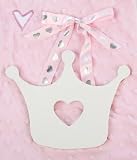 Painted Wooden Princess Crown with Pink Star Ribbon Hanger Nursery Decor or Baby Shower Decoration