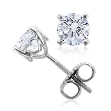 411ghciEVKL. SL160  18k White Gold Heart Round Natural Diamond Stud Earrings (G, SI1, 0.50 cttw) Certificate of Authenticity
