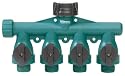 Gilmour Full Flow Poly 4-Way Connector AY4FF Teal/Black