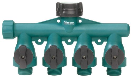 Gilmour Full Flow Poly 4-Way Connector, #AY4FF, Teal/Black