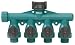 Gilmour Full Flow Poly 4-Way Connector, #AY4FF, Teal/Black