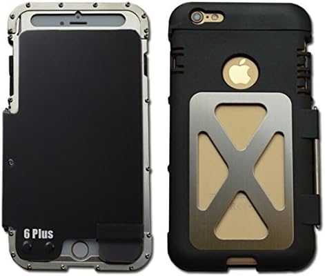 iPhone 6 Plus 6s Plus Case, Lteng Heavy Duty Iron Man Full Body Armor Hybrid Defender Flip Aluminum Metal Protective Case Cover for iPhone 6 Plus 6s Plus (king silver + black)