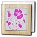 Bright Pink Hawaiian Flowers on A Light Gray Background - 6 Inch Tile Napkin Holder