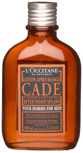 L'Occitane Lotion apres Rasage, Cade pour Homme (After Shave Splash for Men), 3.4-Ounce Glass Bottle