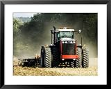 4 Wheel Drive Tractor Pulling a Disc Harrow, Cotswolds, England Photography Framed Art Poster Print by Martin Page, 31x25