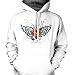 Flaming Heart With Wings Mens Tattoo Sweatshirt, Old School Tattoo Style Design Hoodie, X-Large, Lt-Gray