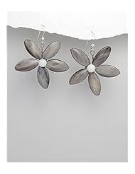 Flower Dyed Mother of Pearl Earrings In Zinc