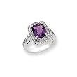 Amethyst & Diamond Ring in 14k White Gold