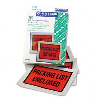 New-Quality Park 46895 - Full-Print Self-Adhesive Packing List Envelope, Orange, 5 1/2 x 4 1/2, 100/Box - QUA46895