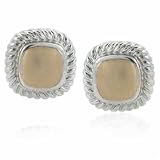 14K Solid Gold and Sterling Silver Cable Designer Earrings