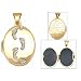 14K 2 Tone Gold Foot Prints Locket Photo Jewelry 19.5mm