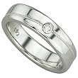 0.06 Ct. Round Brilliant Cut Diamond, 14Kt. White Gold. Diamond Solitaire Women's Band