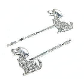 Buy A Pair of Crystal Clear Glittering Puppies Swarovski Crystal Bobbie Pin by Willowbee