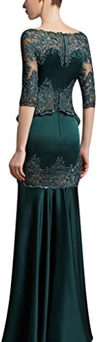 Kingmalls Womens Real Silk Satin Green See Through Lace Mermaid Dress (Small)