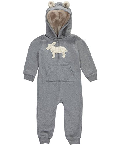 Carters Baby Boys Hooded Fleece Jumpsuit Moose Gray